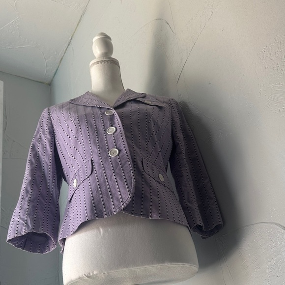 LOFT Purple Pinstripe Blazer - Picture 8 of 9